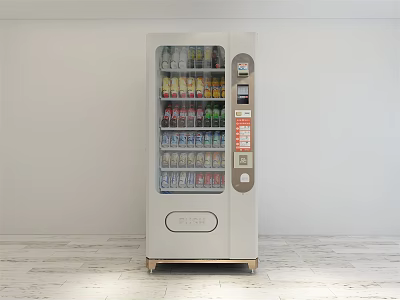 Commercial Vending Machine For Beverages Featuring Transparent Door And Multiple Drinks 3d model
