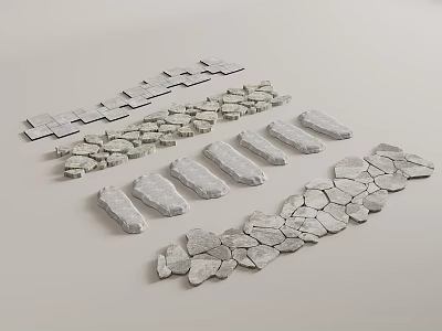 Stone and Wood Material Samples in Various Shapes Arranged on Light Background 3d model