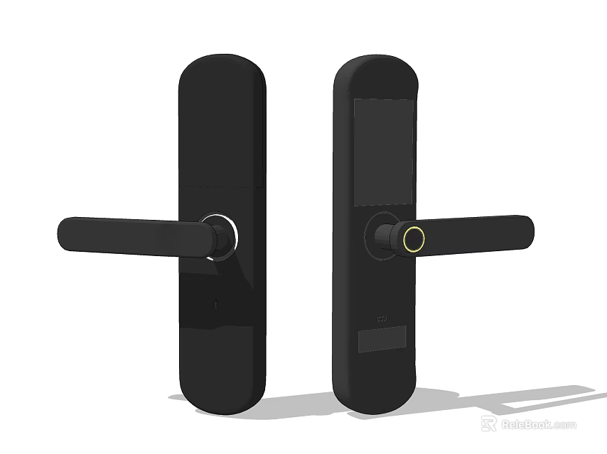 Modern Black Smart Door Handles With Ergonomic Design For Home Security 3d model 