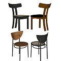 Modern Dining Chairs With Wooden Backs Metal Legs And Woven Leather Seats