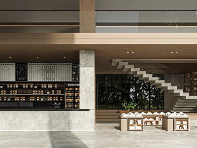 Book Art Inspired Modern Interior Design With Wooden Bookshelves Staircase And Green Plants 3d model