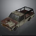 Vintage Rusted Truck With Open Roof Peeling Paint And Weathered Exterior