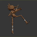 Wooden Human Figure Sculpture Carving Playing Violin With Artistic Dynamic Pose