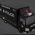 Special Police Equipment Support Vehicle With Blue Red Emergency Lights And Markings