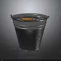 Sturdy Silver Metal Bucket With Wooden Handle Essential Household Item For Daily Use