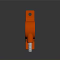 Orange Weapon Mechanical Component With Circular Body Silver Attachment And Mounting Holes