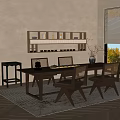 Minimalist Wooden Tea Table and Chairs With Rattan Backrest And Natural Light Interior