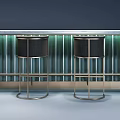 Elegant Modern Bar Counter Interior With Marble Top And Metal Accents