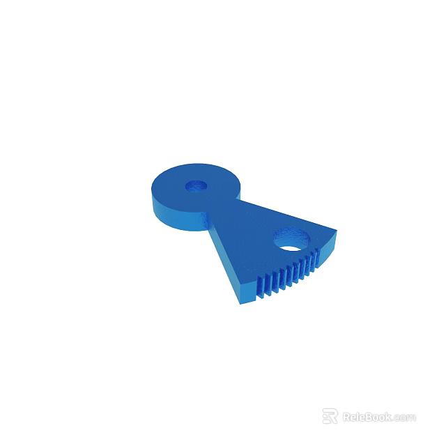 Blue Plastic Industrial Mechanical Component With Circular Holes And Serrated Edge 3d model 