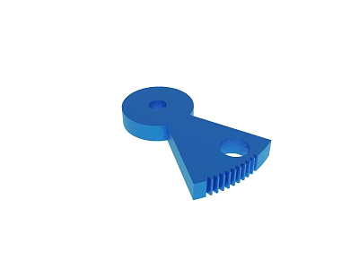Blue Plastic Industrial Mechanical Component With Circular Holes And Serrated Edge 3d model