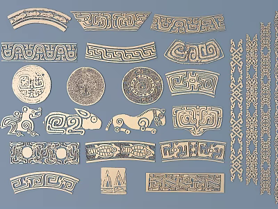 Intricate Traditional Carvings With Geometric Patterns Animal Motifs And Diverse Shapes 3d model