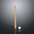 Wooden Baseball Bat With White Baseball Isolated On Dark Background