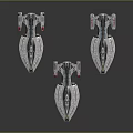 Three Silver Futuristic Spaceships With Blue Red Details Floating On Black Background