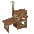 Wooden House With Sloped Roof Small Windows Green Accents And Porch