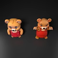 Two Cute Cartoon Reptile Characters Wearing Red Overalls Waving On Black Background