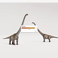 Two Detailed Realistic Dinosaur Models With Long Necks On White Background