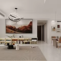 Simple Guest Restaurant Sideboard Sofa Dining Table Home Decoration Projection 3d model