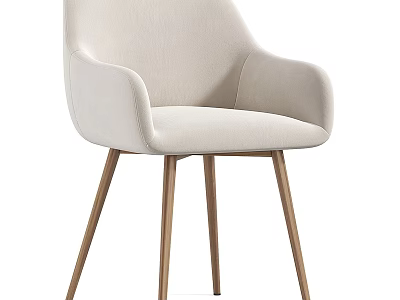 Elegant Modern Beige Upholstered Accent Chair With Armrests And Golden Metal Legs 3d model