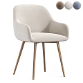 Elegant Modern Beige Upholstered Accent Chair With Armrests And Golden Metal Legs