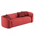 Modern Beige Curved Sofa With Soft Cushions And Elegant Wooden Base Design