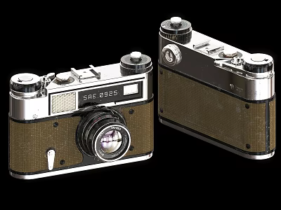 Vintage SHRE KOSS Cameras With Classic Metal And Leather Body Design 3d model