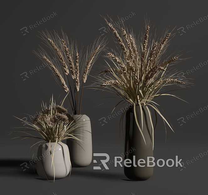 Modern vase floral ornaments combination model