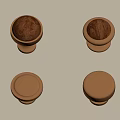 Decorative Furniture Knobs With Wooden Top And Brass Metal Base Set