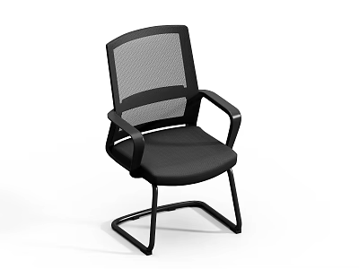 Black Mesh Back Office Chair With Padded Seat Armrests And Metal Frame 3d model