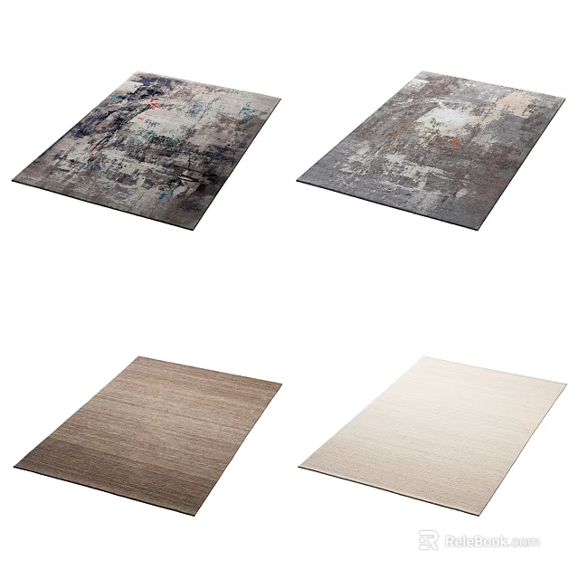 Modern Square Rugs With Abstract Patterns And Neutral Tones For Home Decor 3d model