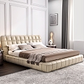 Italian Minimalist Double Bed Floor Bed Bread Bed Waffe Bed 3d model