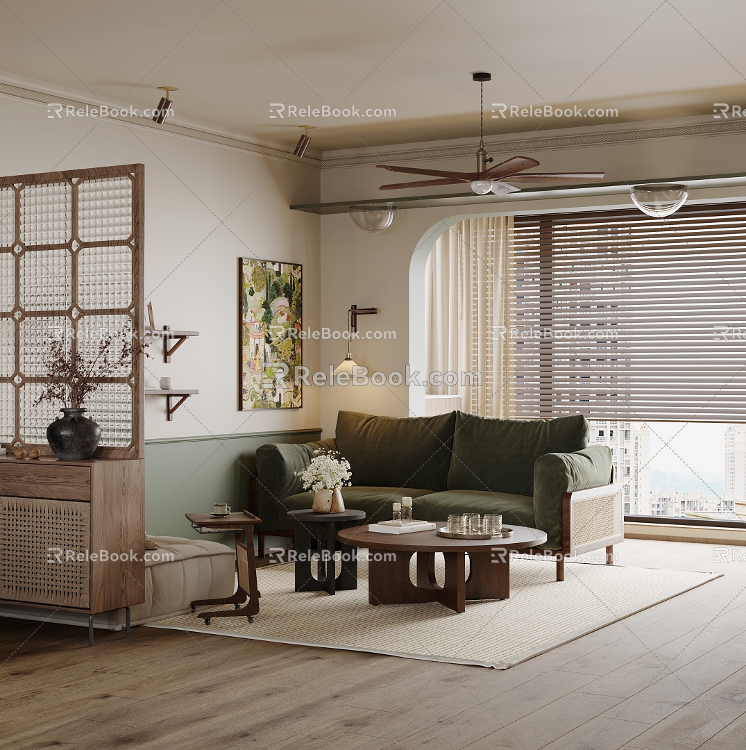 French Middle Living Room 3d model