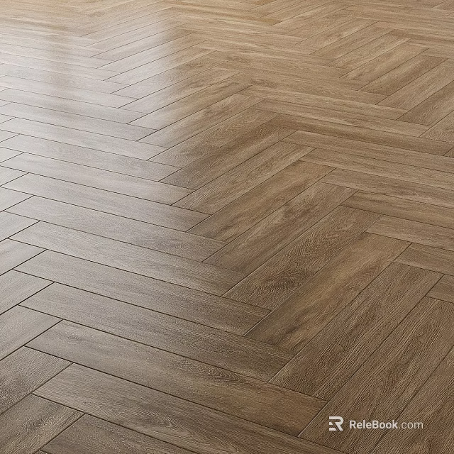 Natural Wooden Floor With Herringbone Pattern For Classic Home Interior Design 3d model 