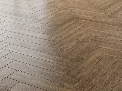 Natural Wooden Floor With Herringbone Pattern For Classic Home Interior Design 3d model