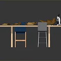 Fossil Specimens Displayed With Microscope Notebook And Chair On Table