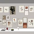 Diverse Wall Art Prints With Decorative Vase Books And Sculptures