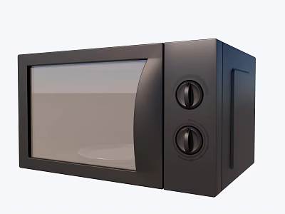 Modern Black Microwave Oven With Glass Door And Control Knobs For Kitchen 3d model