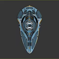 Futuristic Blue And Orange Spacecraft With Streamlined Design And Detailed Cockpit