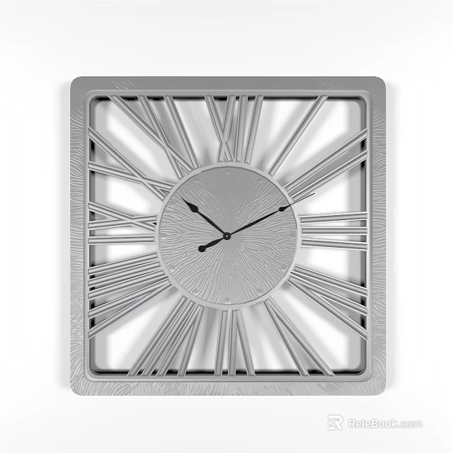 Modern Square Wall Clock With Roman Numerals And Decorative Frame Design 3d model 