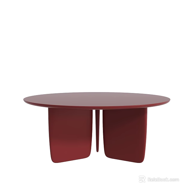 Modern Red Round Dining Table With Unique Stylish Base Structure Design 3d model