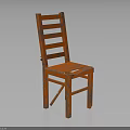 Orange Wooden Distressed Vintage Chair With Rustic Backrest And Sturdy Four Legs
