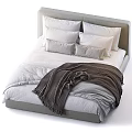 Modern Double Bed Interior Design With Soft Pillows Cozy Blanket And Minimalist Nightstand