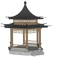Chinese Garden Traditional Pagoda With Multi tiered Roof Carved Windows And Stone Base