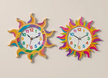 Children's room wall clock Sun wall clock 3d model
