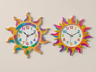Children's room wall clock Sun wall clock 3d model