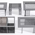 Modern Grille Table Structures With Geometric Metal Frames And Open Patterns 3d model