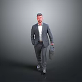 Confident Man Walking With Briefcase In Gray Background Wearing Professional Suit