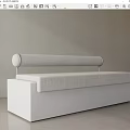 Modern Light Colored Sofa With Upholstered Fabric And Sleek Design Structure 3d model