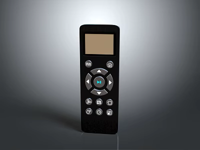 Computer Remote Control With Black Design LCD Screen Circular Button And Function Icons 3d model