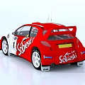 Red And White Rally Racing Car With Sobieski Branding