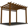 Wooden Outdoor Pergola With Lattice Top Design And Concrete Base Supporting Posts